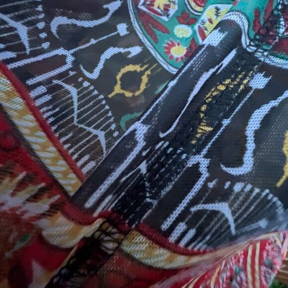 Pings Imports Pleats Collection Multicolor Sheer Y2K Zip Up Hooded Shirt Size S - Picture 9 of 11